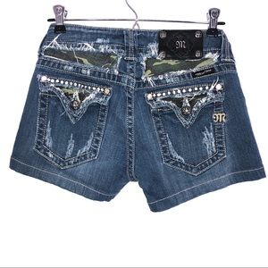 Miss Me Camo Detailed Shorts
